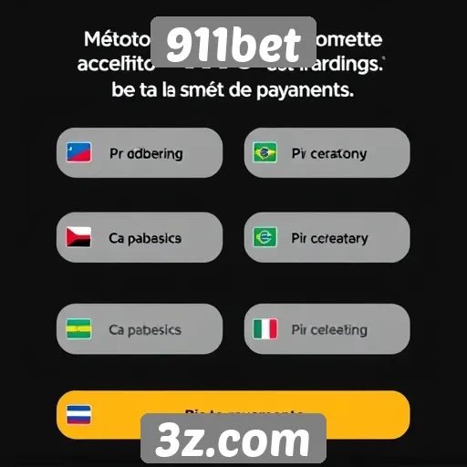 Métodos de pagamento aceitos na 911bet